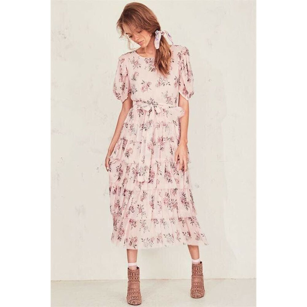 Floral Pink Midi Dress